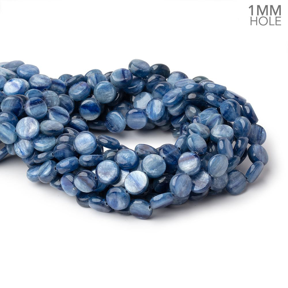 8mm Ceylon Blue Kyanite Plain Coins 16 inch 52 Beads 1mm Hole (ONLINE ORDER ONLY)