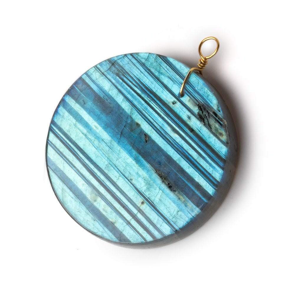 40mm Labradorite plain coin disc focal beads 1 piece AA (ONLINE ORDER ONLY)