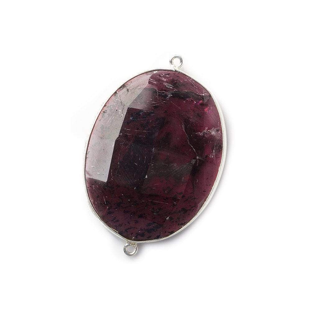 40x23mm Rhodolite Garnet Oval Sterling Silver Bezel Connector 1 piece (ONLINE ORDER ONLY)
