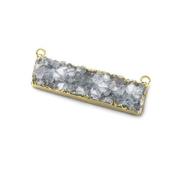 40x8mm Gold Leaf Edged Amethyst Drusy East West Bar Connector 1 piece (ONLINE ORDER ONLY)