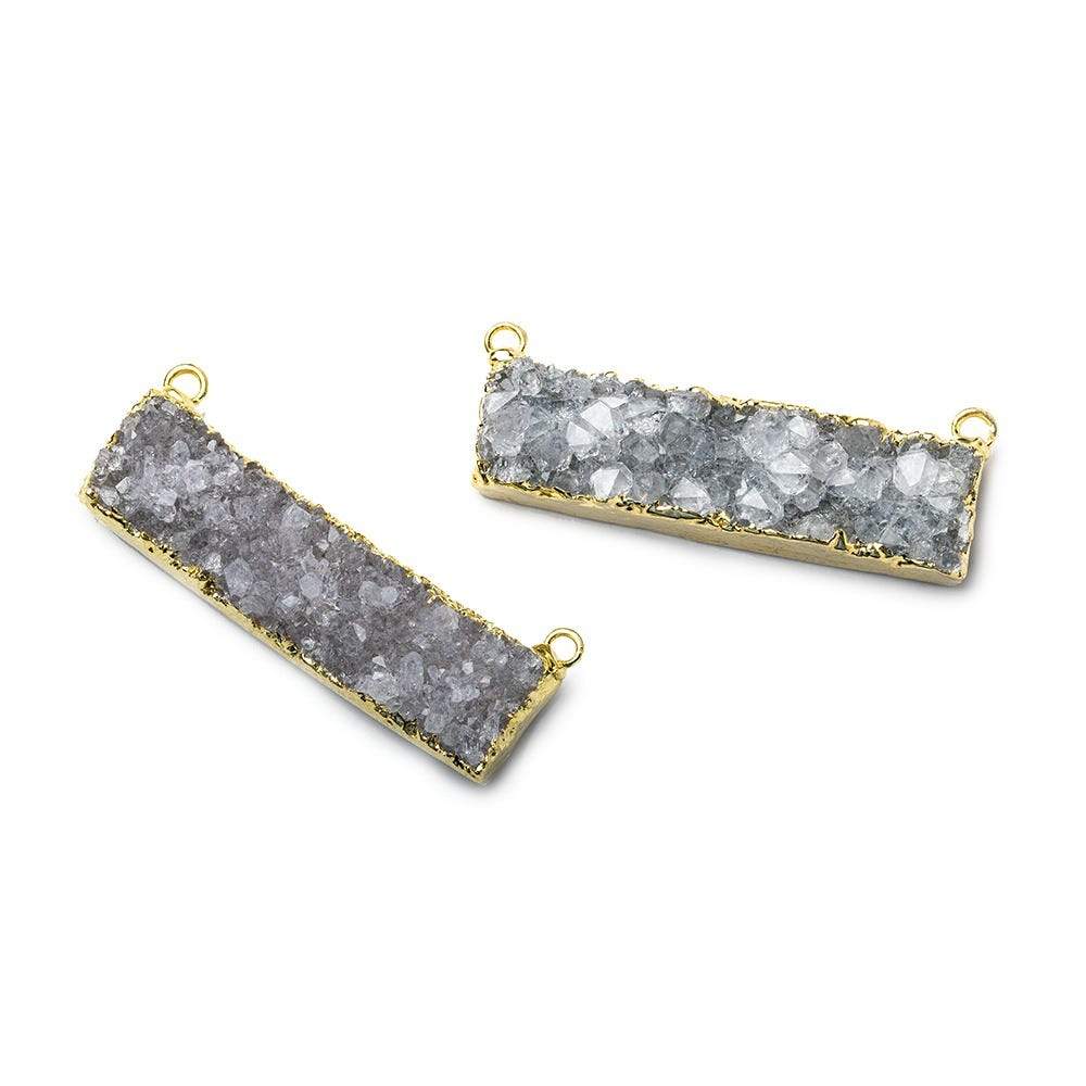 40x8mm Gold Leaf Edged Amethyst Drusy East West Bar Connector 1 piece (ONLINE ORDER ONLY)