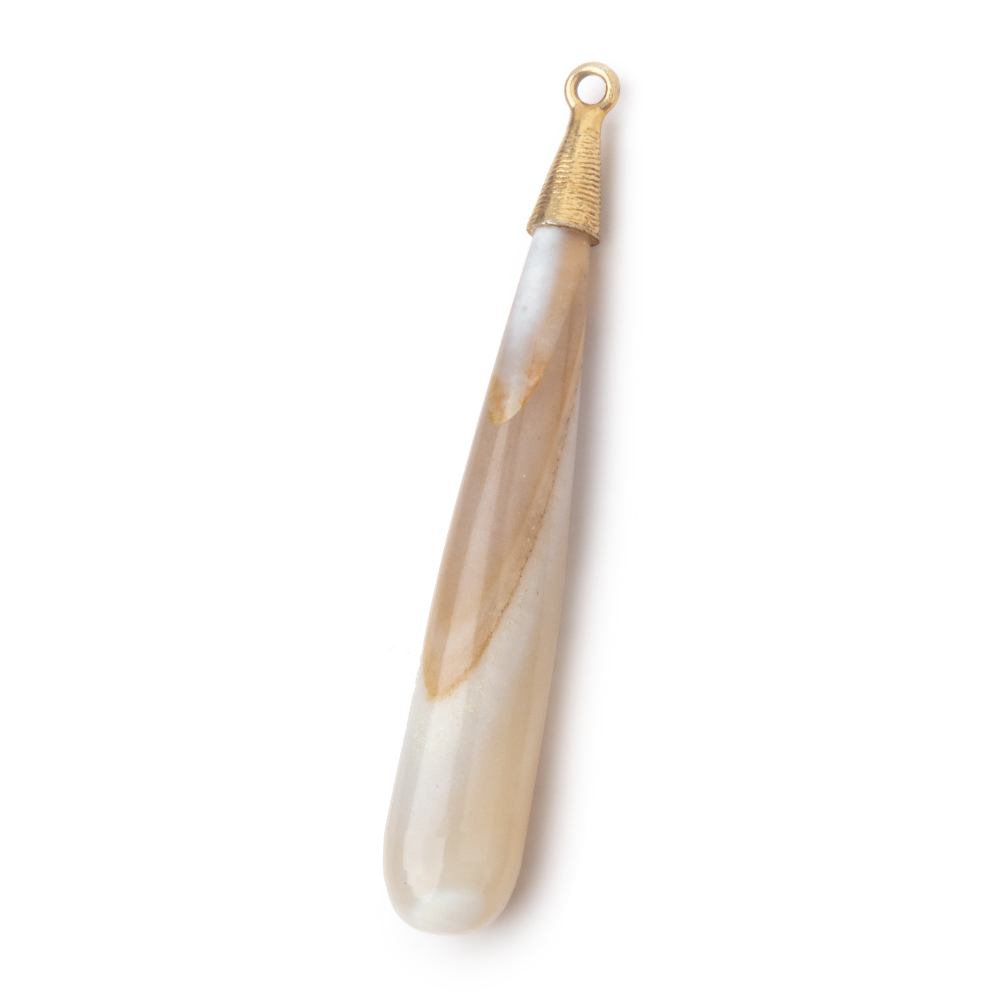 41-47mm Gold Capped Creamy Agate Plain Tear Drop Pendant 1 piece (ONLINE ORDER ONLY)