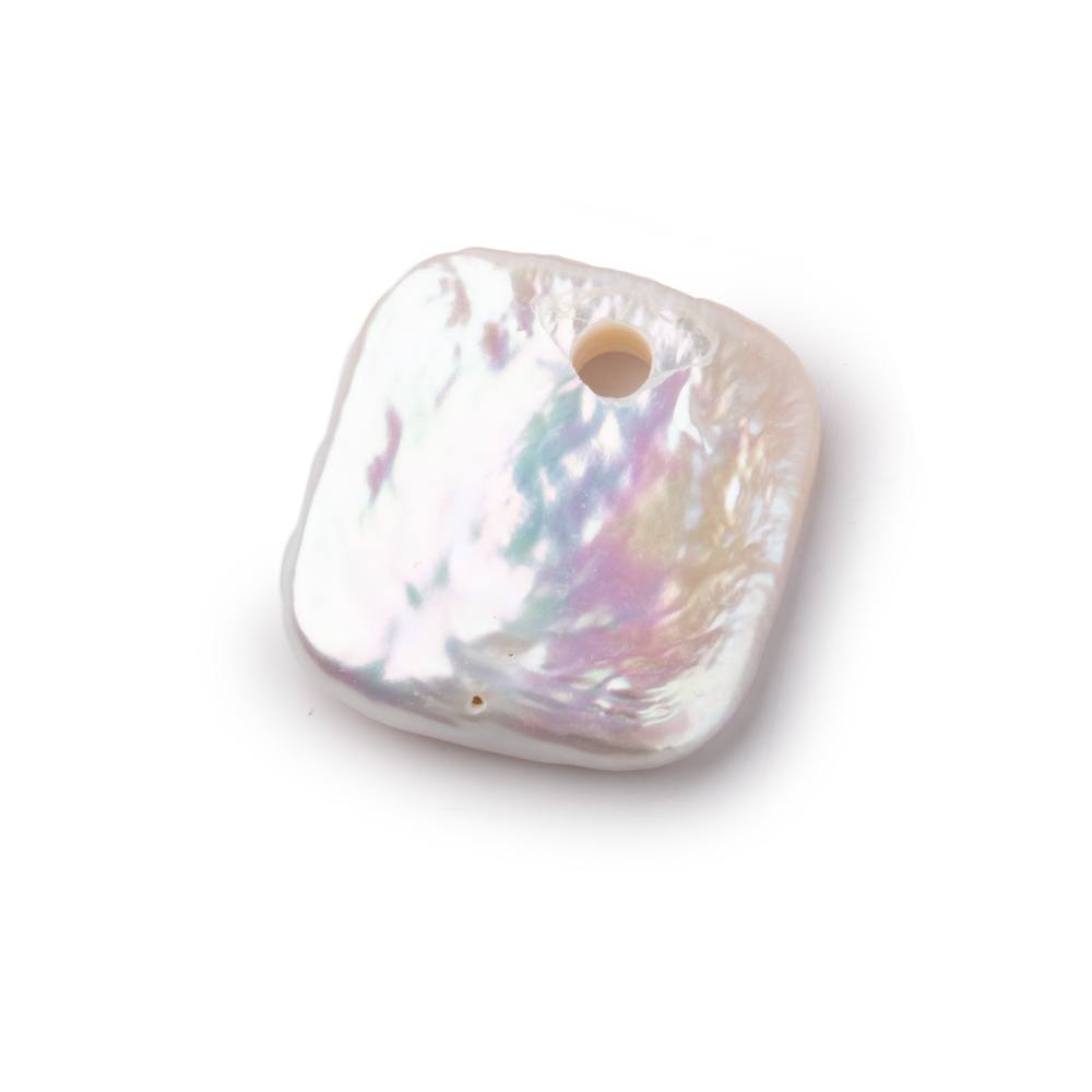 20-22mm Off White Square Large Hole Pearl Focal Bead 1 piece (ONLINE ORDER ONLY)