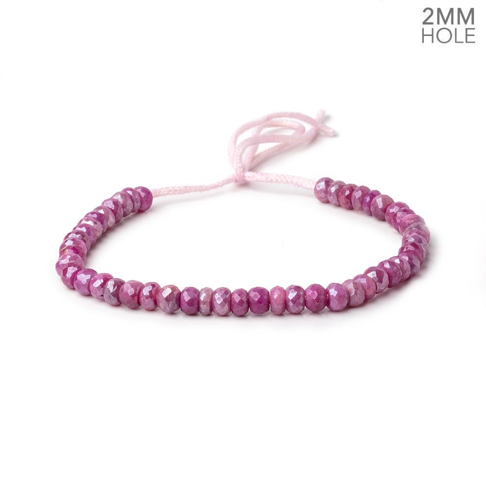 6mm Mystic Fuchsia Moonstone 2mm Large Hole Faceted Rondelles 8 inch 48 Beads (ONLINE ORDER ONLY)