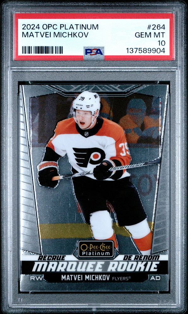 Graded 2024 O-Pee-Chee Platinum Matvei Michkov #264 Rookie RC Hockey Card PSA 10 Gem Mint