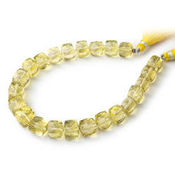 7-10mm Lemon Quartz Faceted Cube Beads 8 inch 28 pieces (ONLINE ORDER ONLY)