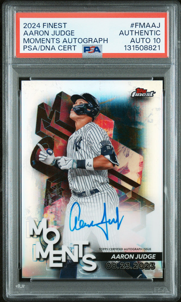 Graded 2024 Topps Finest Aaron Judge #FMA-AJ Finest Moments Autographs Baseball Card PSA 10 Auto Grade Gem Mint (ONLINE ORDER ONLY)