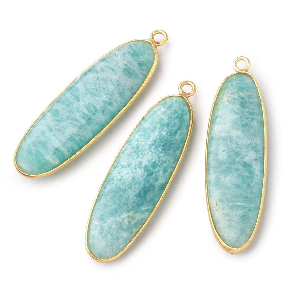 41x13mm Vermeil Bezel Amazonite Plain Oval Pendant 1 Focal Bead (ONLINE ORDER ONLY)