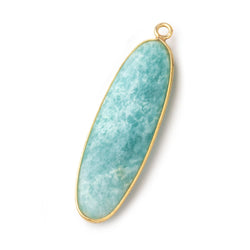 41x13mm Vermeil Bezel Amazonite Plain Oval Pendant 1 Focal Bead (ONLINE ORDER ONLY)
