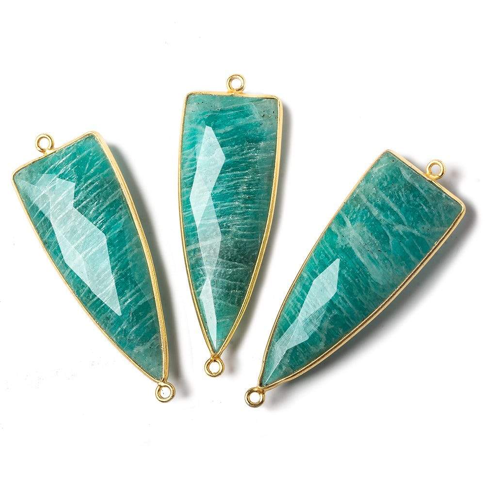 41x15mm Vermeil bezel Russian Amazonite faceted point Connector 1 piece (ONLINE ORDER ONLY)
