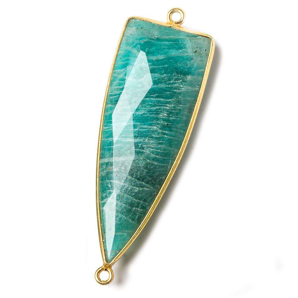 41x15mm Vermeil bezel Russian Amazonite faceted point Connector 1 piece (ONLINE ORDER ONLY)