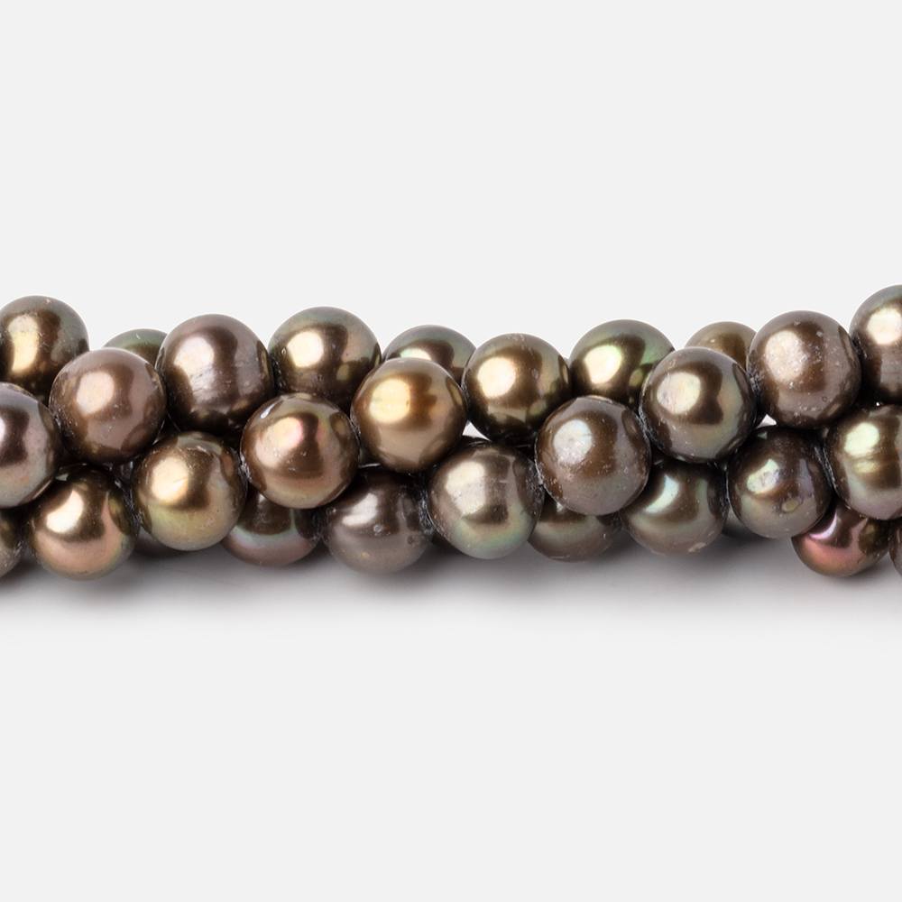 7x6mm Olive Green Off Round Freshwater Pearls 15 inch 58 pieces (ONLINE ORDER ONLY)
