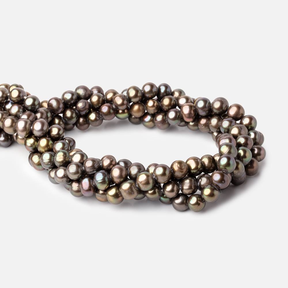 7x6mm Olive Green Off Round Freshwater Pearls 15 inch 58 pieces (ONLINE ORDER ONLY)