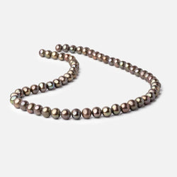7x6mm Olive Green Off Round Freshwater Pearls 15 inch 58 pieces (ONLINE ORDER ONLY)