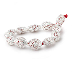 19x15mm Sterling Silver Plated Copper Filigree Pear 8 inch 11 Beads (ONLINE ORDER ONLY)