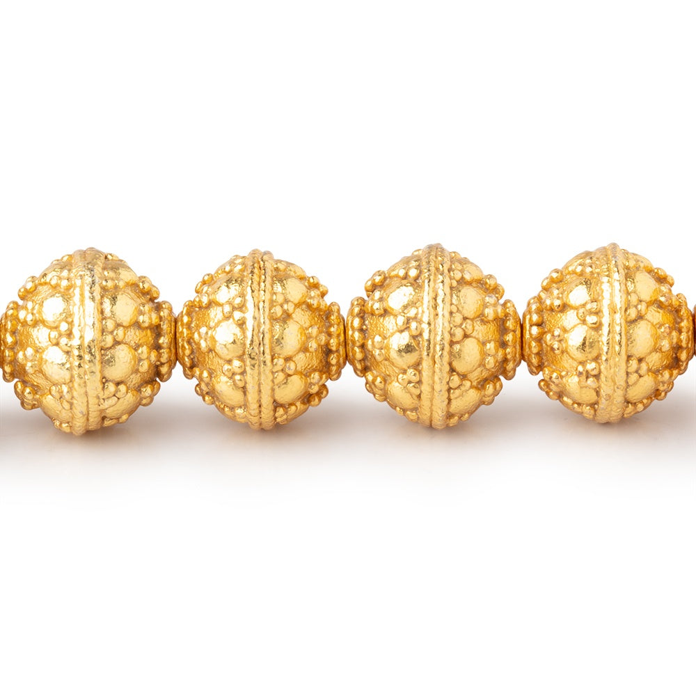 10mm 22kt Gold Plated Copper Bali Dot Round 8 inch 21 Beads (ONLINE ORDER ONLY)