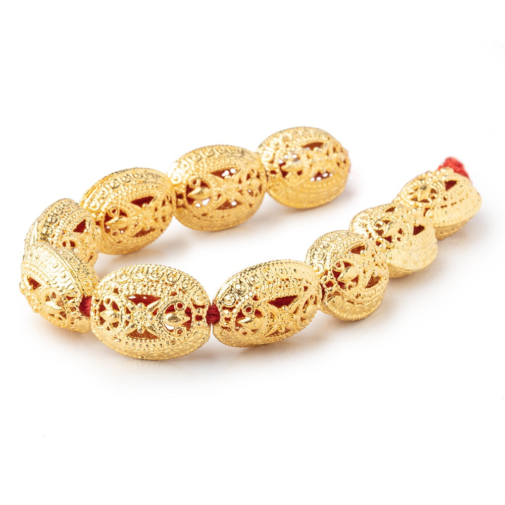 21x16mm 22kt Gold Plated Copper Filigree Oval 8 inch 10 Beads (ONLINE ORDER ONLY)