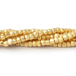 3mm Brushed Hand Cut Faceted Nugget Beads