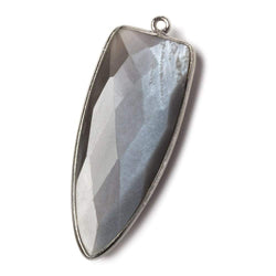 42x16mm Black Gold Bezel Platinum Grey Moonstone Point 1 ring Pendant 1 piece