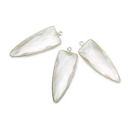 42x16mm Silver .925 Bezel Clear Quartz Point 1 ring Pendant 1 piece