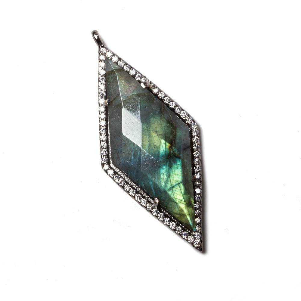 40x19mm Black Gold Bezeled White CZ & Labradorite Kite Pendant 1 pc (ONLINE ORDER ONLY)