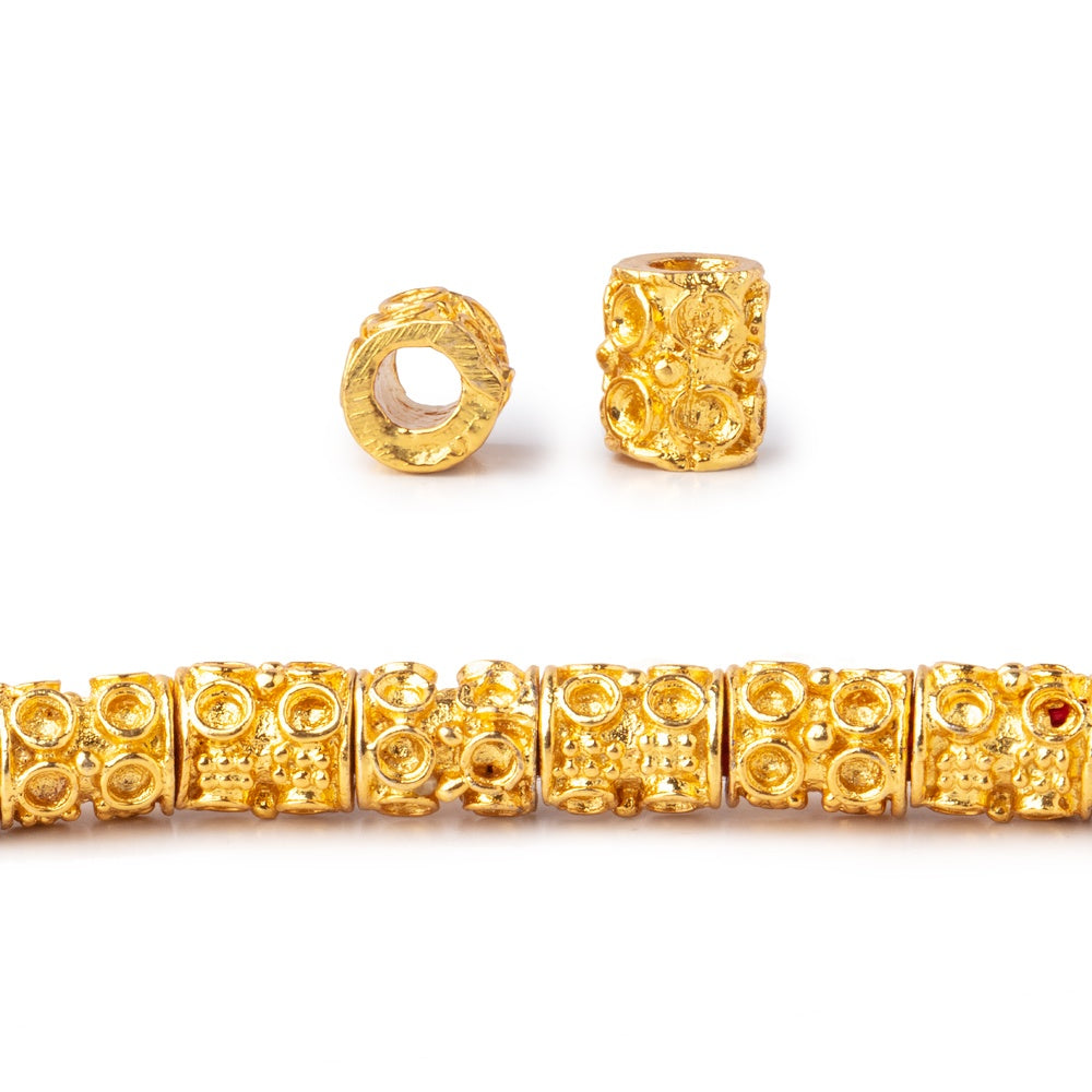 7x5mm 22kt Gold Plated Copper Bead Double Circle Tube Large Hole 8 inch 31 piece (ONLINE ORDER ONLY)