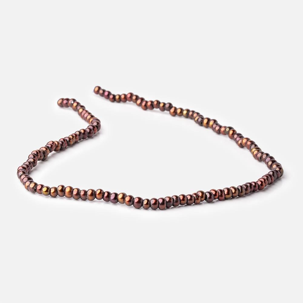 5mm Chestnut 2.5mm Large Hole Off Round Pearls 15 inch 115 Beads