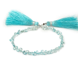 3.5-5mm Blue Zircon Plain Heart Beads 7.75 inch 76 pieces (ONLINE ORDER ONLY)