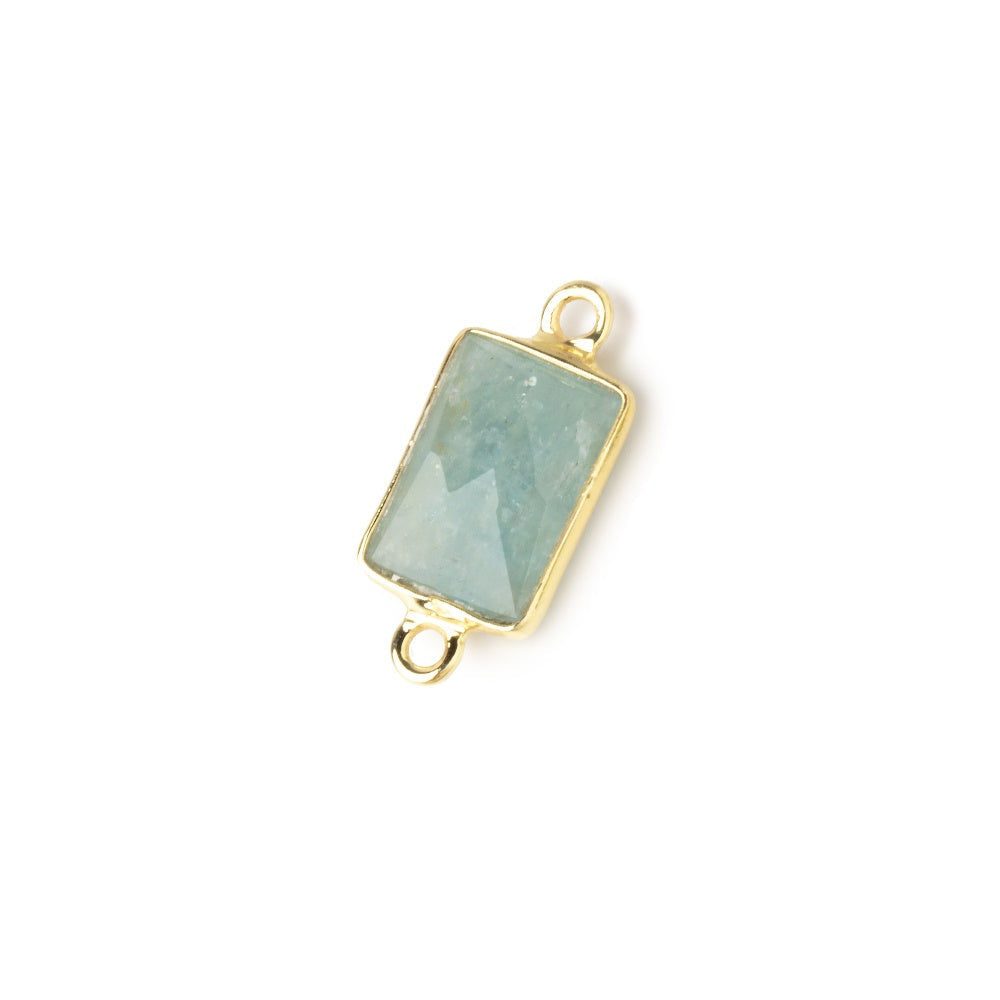 11x8mm Vermeil Bezel Milky Aquamarine Faceted Rectangle Connectors 1 piece (ONLINE ORDER ONLY)