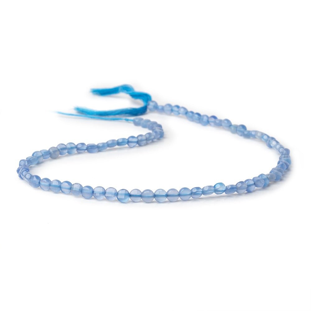 4.3mm Santorini Blue Chalcedony Checkerboard Faceted Calibrated Coins 12.5 inch 78 Beads (ONLINE ORDER ONLY)