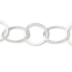 28x23mm and 21mm Silver plated Brushed Oval and Round Link Chain by the foot (ONLINE ORDER ONLY)