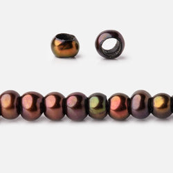 5mm Pistachio Brown 2.5mm Large Hole Off Round Pearls 15 inch 122 Beads (ONLINE ORDER ONLY)