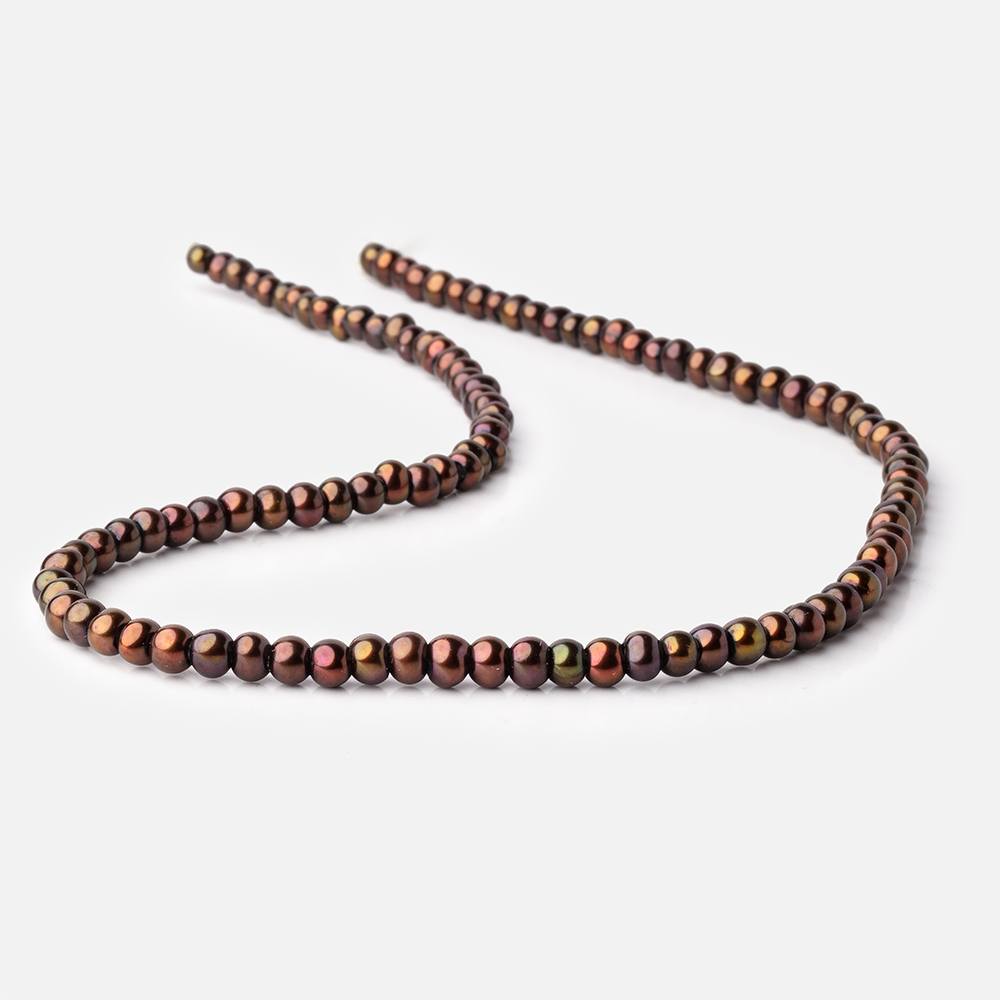 5mm Pistachio Brown 2.5mm Large Hole Off Round Pearls 15 inch 122 Beads (ONLINE ORDER ONLY)
