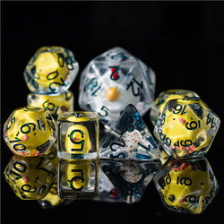 Chicken Family 7-Dice Set w/Green Numbers Dnd Dice Set + 30mm d20 (Online Only)