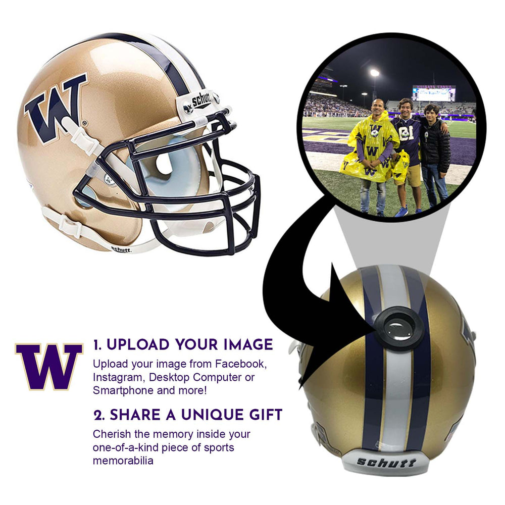 Washington Huskies College Football Collectible Mini Helmet - Picture Inside - FANZ Collectibles (Online Order Only) (ONLINE ORDER ONLY)