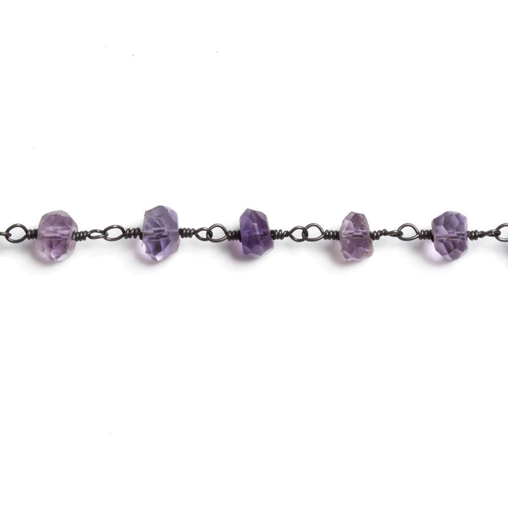 4.5-5mm Amethsyt faceted rondelle Black Gold plated Chain by the foot 32 pcs (ONLINE ORDER ONLY)