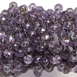 4.5-5mm Amethsyt faceted rondelle Black Gold plated Chain by the foot 32 pcs (ONLINE ORDER ONLY)