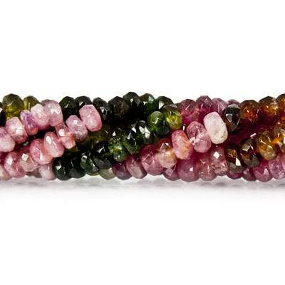 4.5-5mm Multi Color Tourmaline Beads Faceted Rondelle 14.5 inch 160 pcs (ONLINE ORDER ONLY)