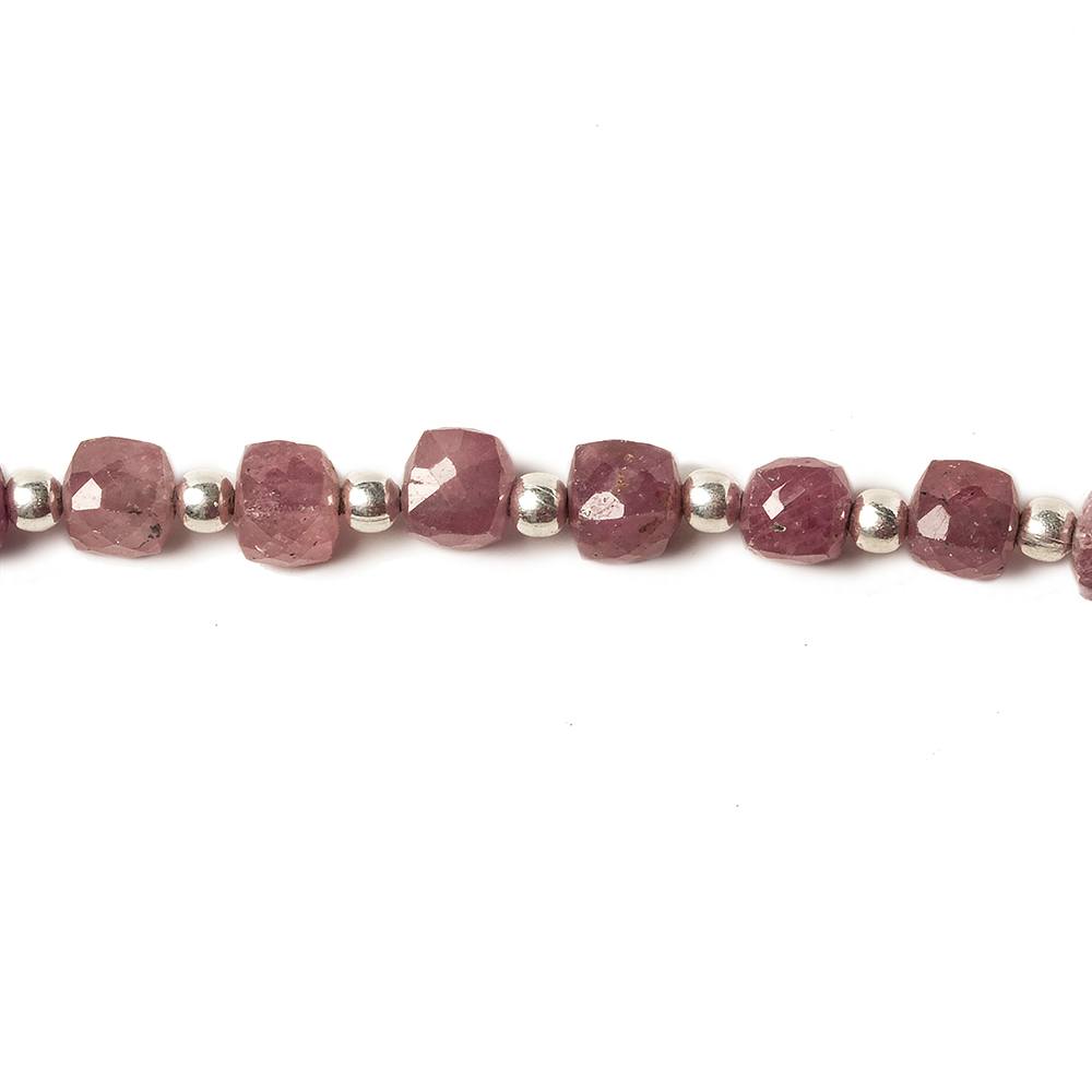 4.5-5mm Ruby faceted cube beads 8.5 inch 30 pieces (ONLINE ORDER ONLY)