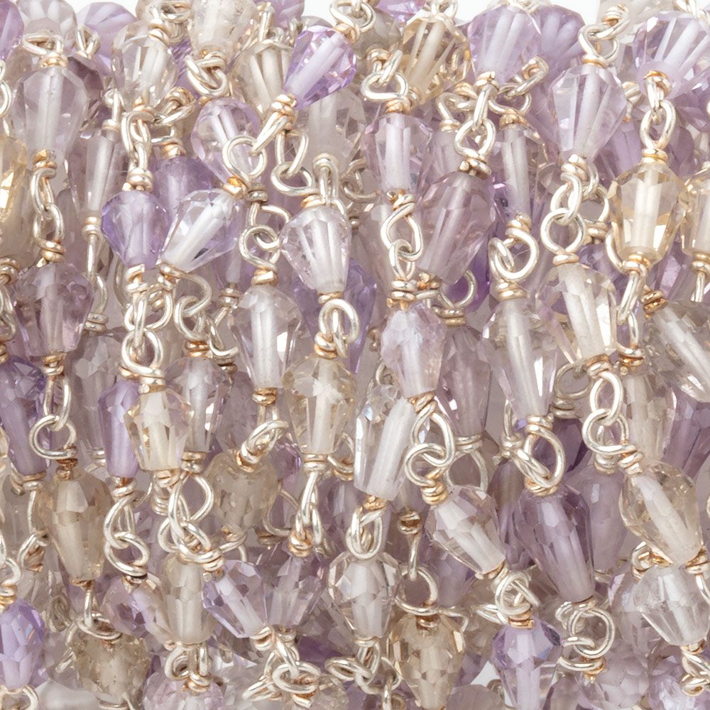 4.5-6mm Ametrine Faceted Tear Drop Beads on Sterling Silver Chain (ONLINE ORDER ONLY)