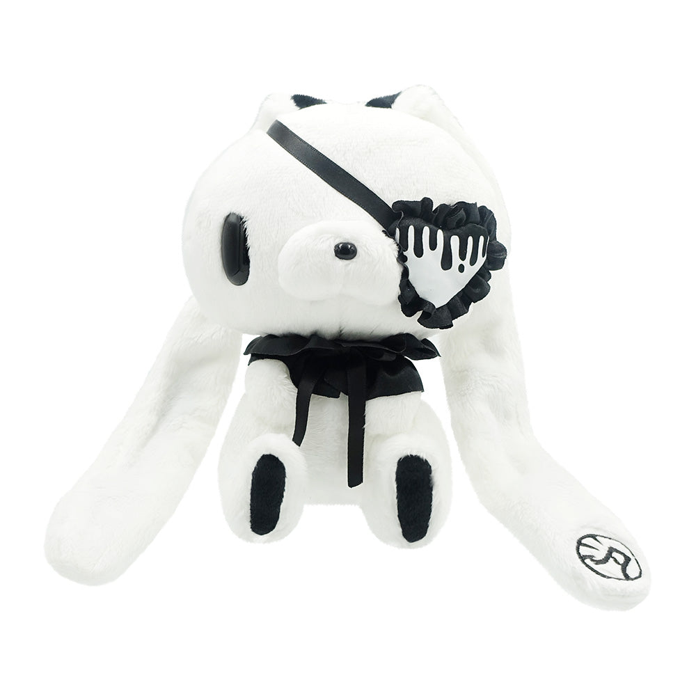 All Purpose Bunny Eye Patch Palm-Sized Sitting Plush (White)