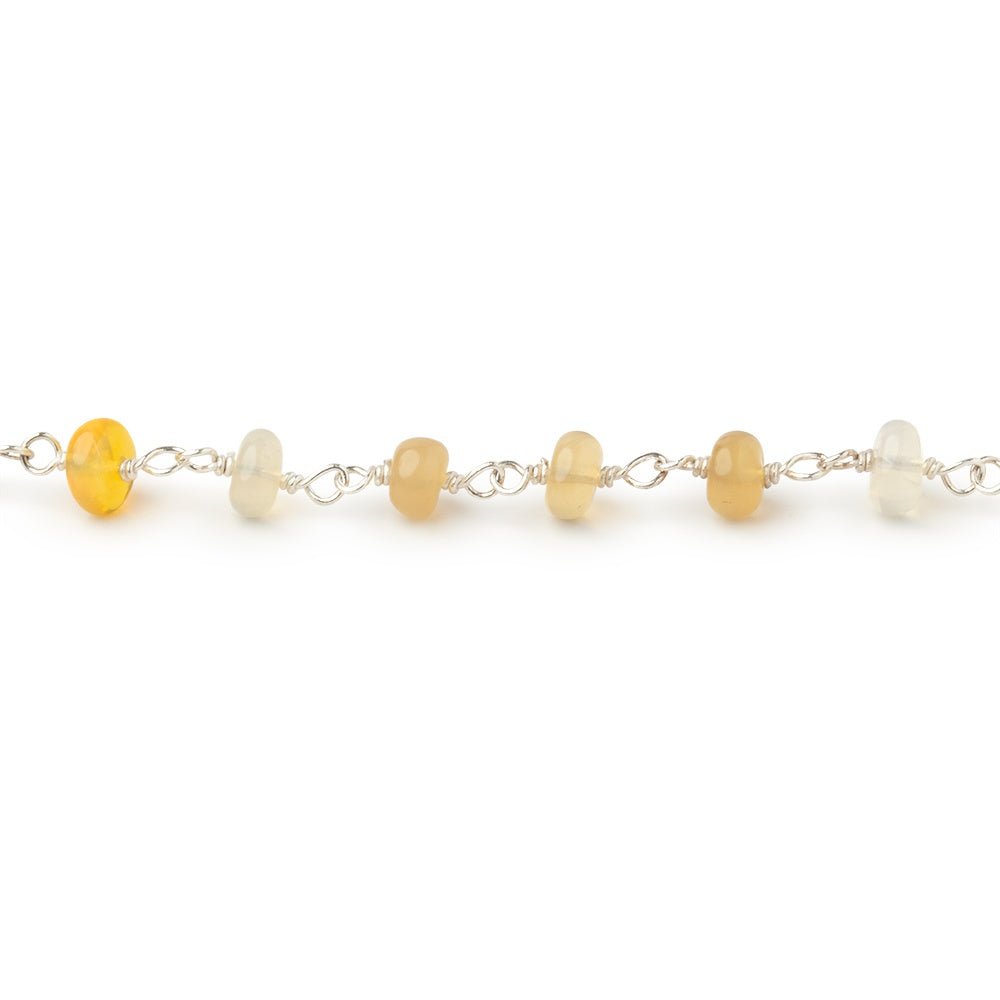 4.5mm Ethiopian Opal Plain Rondelles on .925 Silver Chain (ONLINE ORDER ONLY)