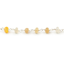 4.5mm Ethiopian Opal Plain Rondelles on .925 Silver Chain (ONLINE ORDER ONLY)