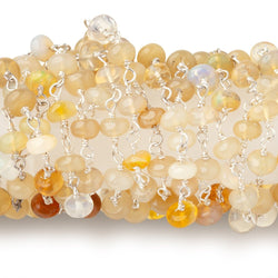 4.5mm Ethiopian Opal Plain Rondelles on .925 Silver Chain (ONLINE ORDER ONLY)