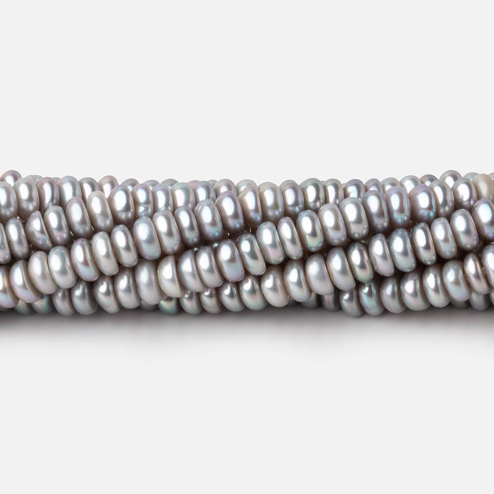 4.5mm Silver Center Drilled Button Freshwater Pearls 15 inch 169 Beads AAA (ONLINE ORDER ONLY)
