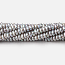 4.5mm Silver Center Drilled Button Freshwater Pearls 15 inch 169 Beads AAA (ONLINE ORDER ONLY)