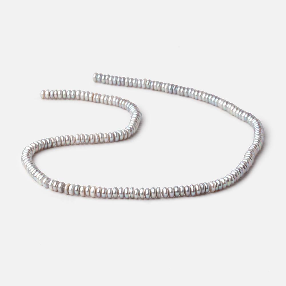 4.5mm Silver Center Drilled Button Freshwater Pearls 15 inch 169 Beads AAA (ONLINE ORDER ONLY)