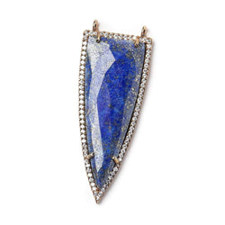 45x18mm Rose Gold Bezel CZ & Lapis Lazuli Faceted Point Pendant 1 focal bead (ONLINE ORDER ONLY)
