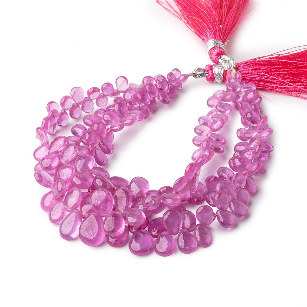 4.5x4-10x8mm Pink Sapphire Plain Pear Beads Set of 3 Strands AAA (ONLINE ORDER ONLY)