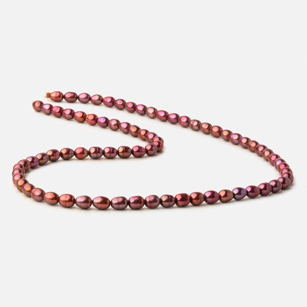 5x4.5-5.5x4.5mm Tri Color Red straight drilled Oval freshwater pearls 15 inch 74 pieces A (ONLINE ORDER ONLY)